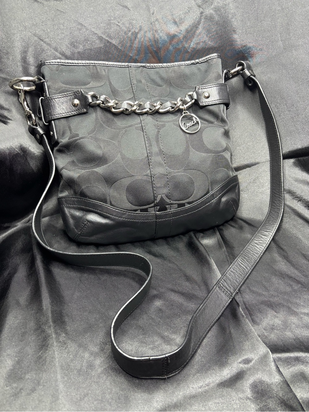 Authentic Coach Signature Jacquard Duffle Crossbody Bag